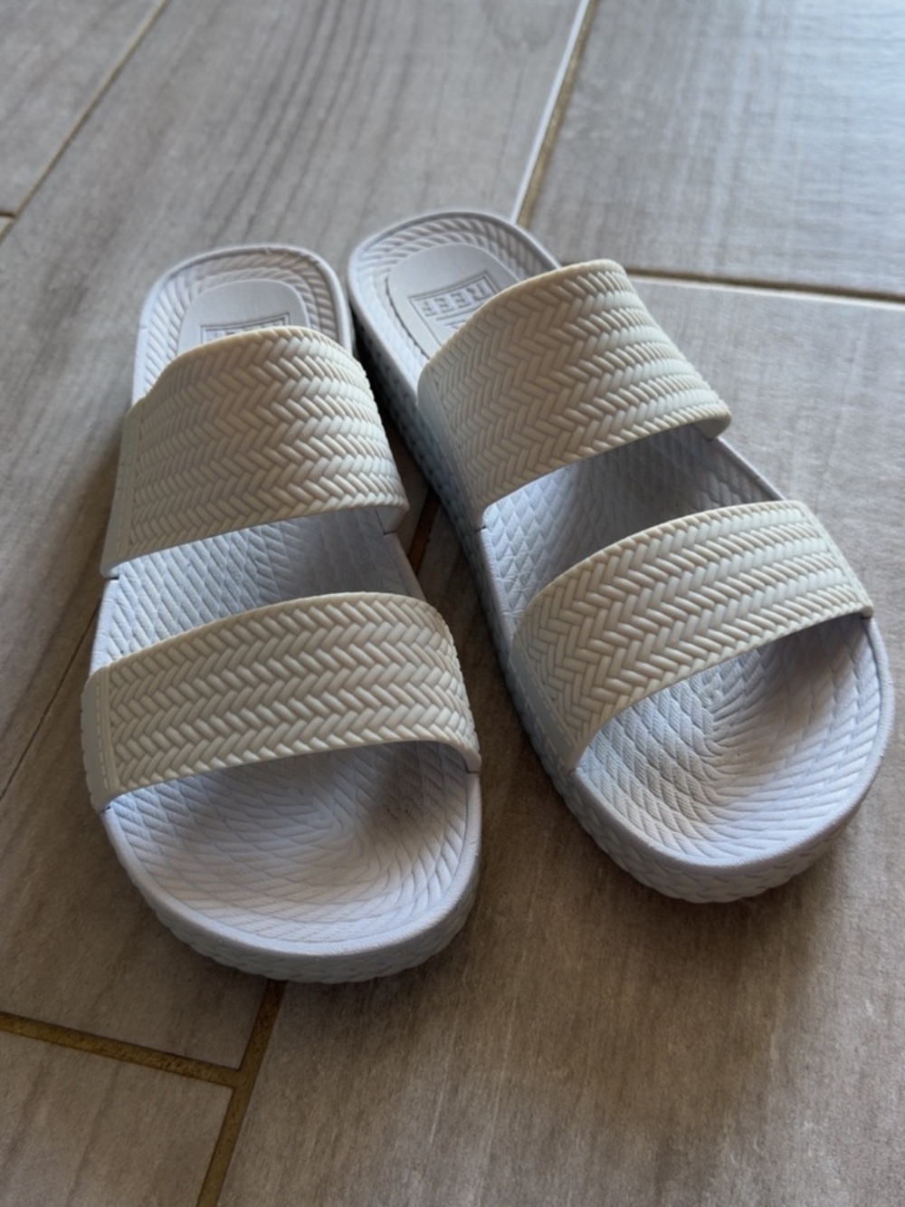 Reef Light Grey Double Strap Slide Sandals